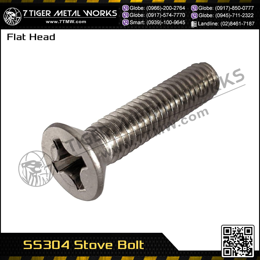 SS304 Stove Bolt (Flat Head) Bolt and Nut Supplier Philippines